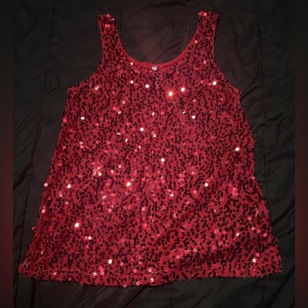 90s y2k red sparkly tank